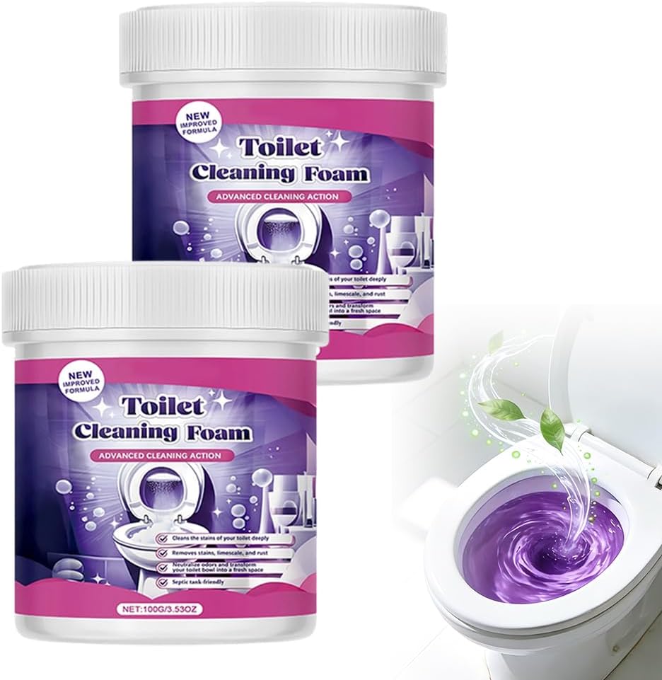 Toilet Cleaner Intensive Cleaner Toilet Foam Self-Activating Foam Removes Stains in 20 Minutes for Radiantly Clean Toilets (2 Pieces)