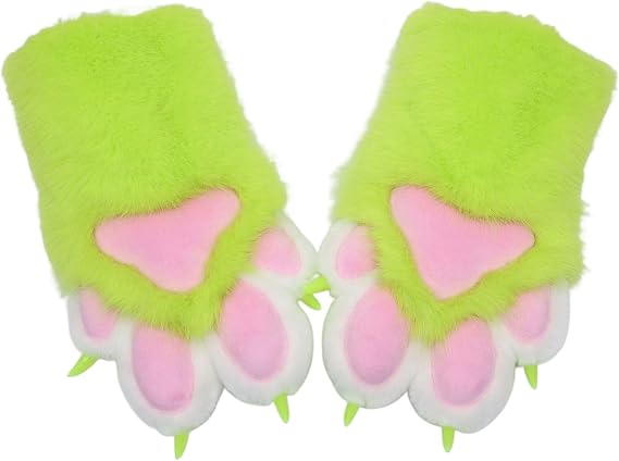 Fursuit Furry Paws,Wearable Cosplay Cat/Dog Paws Animal Paws, Comic Con Costume Accessories Furry Gloves(H)