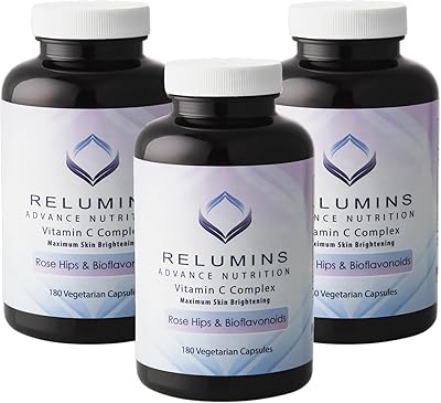Relumins Spring Glow Essentials Advanced Vitamin C Supplement with Rose HIPS - 1000mg of Vitamin C Immune Support & Collagen Production, Made in USA - 180 Capsules x 3 Bottles 9-Month Supply