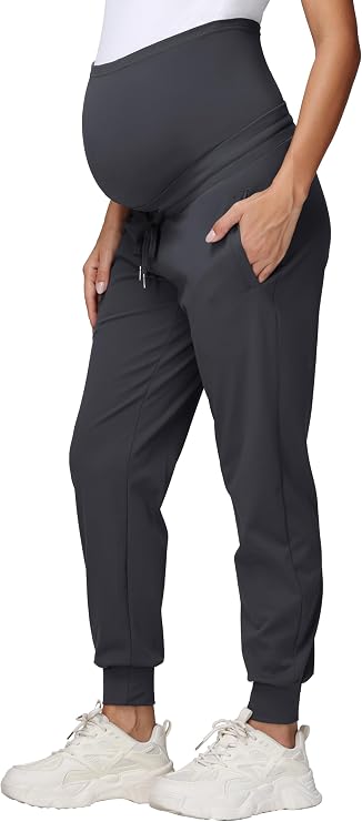 V VOCNI Maternity Joggers Pants Sweatpants Drawstring Pockets Pregnancy Pants Running Lounge Workout Jogging