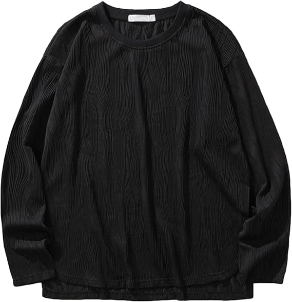 Mens Shirts Long Sleeve Casual Stylish Solid Crew Neck Pullover Sweatshirt Outdoor Fashion Solid Sport Sweater