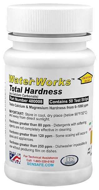 Industrial Test Systems WaterWorks 481108 Total Hardness Test Strip, 3 Second Test, 0-1000ppm Range, Our #1 Test Strip for Total Hardness, Bottle of 50 Tests, Tan