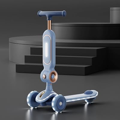 YOUCHEE Scooter for Kids Ages 3-12 Years, 3-Wheel Folding Scooter with Adjustable Height, LED Light Wheels, Non-Slip Deck and Reliable Brake for Outdoor Activities