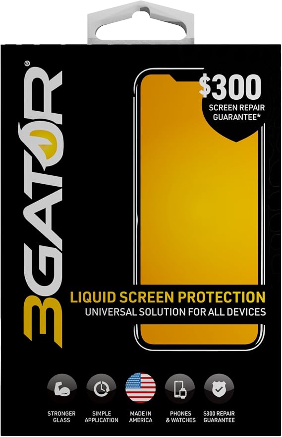 3GATOR by cellhelmet Liquid Glass Wipe On Extreme Glass Protection with $300 Repair Protection Guarantee | Made in the USA | Universal Screen Protector for Phones, Smart Watches, and Tablets | Scratch & Shatter Protection