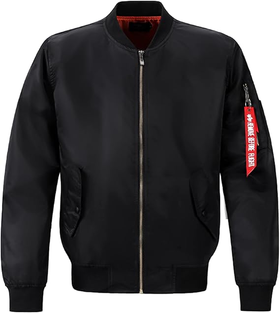 Men's Lightweight Bomber Jacket Casual Windproof Baseball Jacket Windbreaker