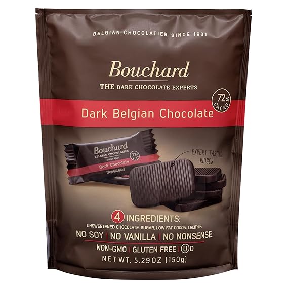 Bouchard Premium Belgian Dark Chocolate with 72% Cacao (5.29 OZ / 150g)