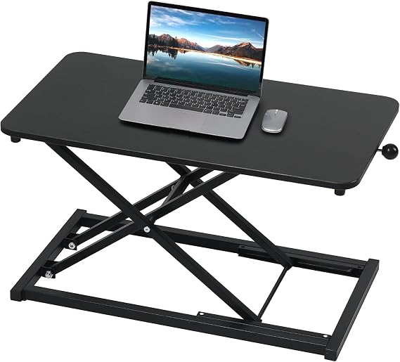 Height Adjustable Standing Desk Black Converter Keyboard Riser 23.6 Inch | Computer Keyboard Stand for Desktop, Stand Up Desk Riser, Computer Workstations for Laptop and Single Monitor Office Use Size