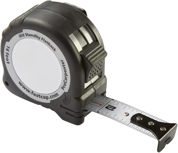 FastCap ProCarpenter Old Standby Flatback Measuring Tape, 16' Length | Standard Measurements in Large, EasytoRead Numbers, Ideal for Professionals and Home Improvement, 02137