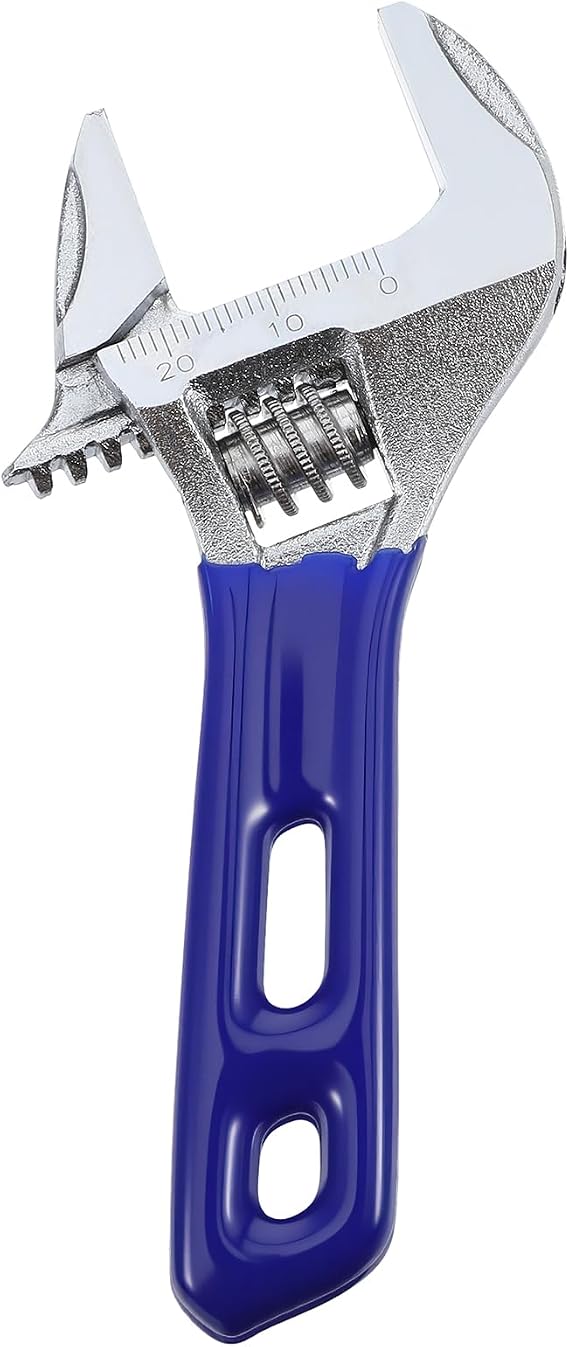 Stubby Adjustable Wrench, Spanner Wide Opening Thin Jaw 4 Inch, Extra Wide Jaw Opening Wrench, Small Wrenches With Cushion Grip With 2mm Slim For Easy Access To Tight Spaces, Metric/Sae Scales,Metal