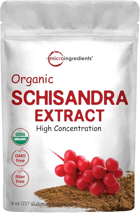 Micro Ingredients Organic Schisandra Extract Powder, 8 Ounce, Traditional Adaptogen and Filler Free, Supplement, Supports Liver Detox and Cognitive Health, No GMO