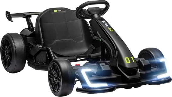 Aosom 24V 7.5 MPH Electric Go Kart Adjustable Seat Dual 150W Motors Black