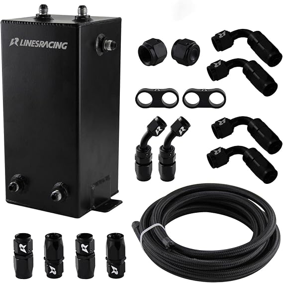 Universal 4L Oil Catch Can Fuel Surge Tank 4 Litre 4000ml AN6 6AN 9/16"-18 UNF Oil Tank Aluminum T6061 (oil tank with Swivel Ends)