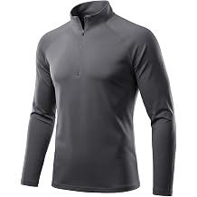 DiULi Men's Half Zip Long Sleeve Top, Quick Dry Breathable Sports Shirt for Running Gym Hiking Outdoor Fitness, Slim Fit Performance Top