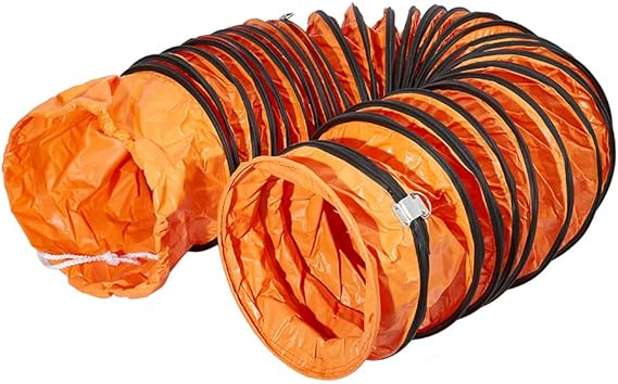 PVC Flexible Duct Hose 25FT, HVAC Duct Hosing Flame Retardant for Ventilator Utility Blower Fan with Adjustable Rope and D-Ring, Easy Storage (10inx25ft)
