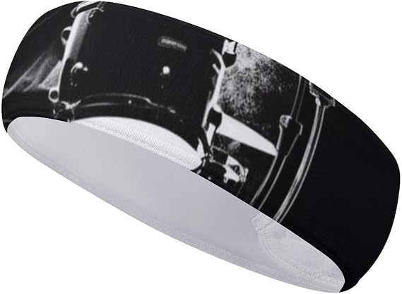 Drummer Sports Headbands Wide Non-Slip Workout Sweatband Elastic Stretch Athletic Headband for Running Cycling Football Yoga Hairband for Women and Men