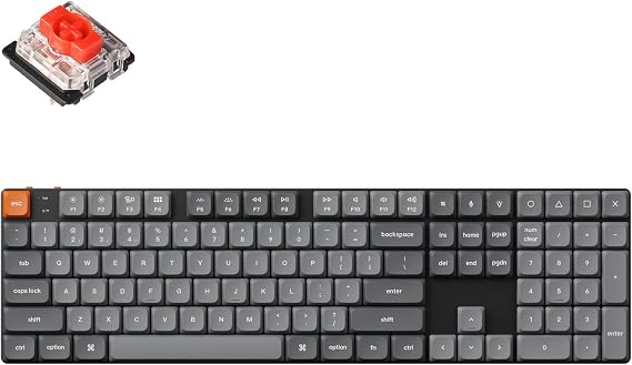 Keychron K5 Max Ultra-Slim Wireless Custom Mechanical Keyboard, QMK/VIA Programmable Hot-Swap Bluetooth/Wired with RGB Backlits Low Profile Gateron Red Switch for Mac Win Linux - US ANSI Layout