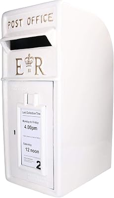 White ER Royal Mail Post Mail Letter Box Replica Cast Iron Post Office Lockable