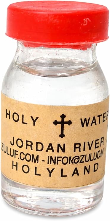 Holy Water From The Jordan River In 1 7/8 Inch Glass Vial Bottle | Blessed Holy Water Catholic Mini Holy Water Bottle Glass From Jordan River Holy Land Israel | House Blessing Jerusalem Gifts HLG004