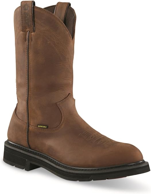 Guide Gear Mens Western Work 2.0 Waterproof Work Boots; Cowboy Rodeo Work Boots Leather Waterproof Footwear