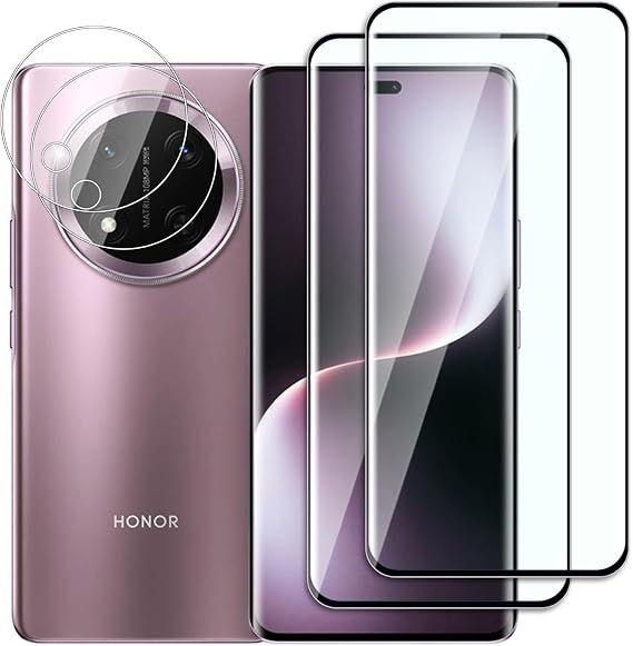 Panzer Schutz Glas für Honor Magic 7 Lite 2 Stück Schutzfolie Mit 2 Stück Kameraschutz 9H Härte Anti-Kratzen HD Klar Displayschutzfolie für Honor Magic 7 Lite