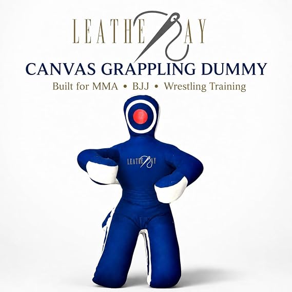 LEATHERAY MMA Martial Arts Brazilian Grappling Dummy Jiu Jitsu Punching Bag Sitting Position Blue-Unfilled Hands on Front