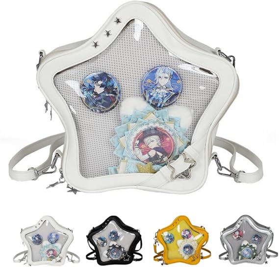 Ita Bag Pin Display Backpack with Insert Star Ita Crossbody Bag Ita Single Shoulder Bag (White)