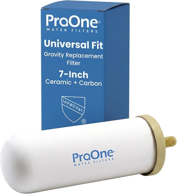 ProOne G-Series 7-Inch Gravity Filter Replacement 1-Pack - Universally Compatible with Gravity Water Filtration Systems - NSF/ANSI Certified to Reduce Lead, Microplastics, Total PFAS (1-Pack)