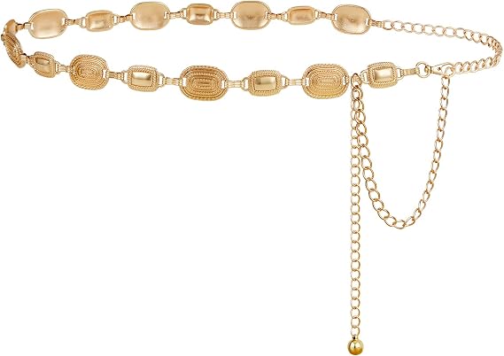 FIORETTO Western Waist Chain Belt Metal Concho Belt for Women Cowgirl Cowboy Boho Country Belt for Dress Jean