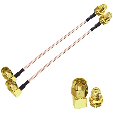 TUOLNK SMA Right Angle Extension Cable RG316 SMA Female to SMA Male Bulkhead Coaxial Cable WiFi Antenna for Security Camara 6inch (15cm) 2 Pack