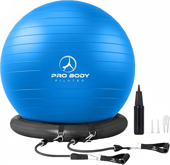 ProBody Pilates Yoga Ball Chair for Office - with Resistance Bands