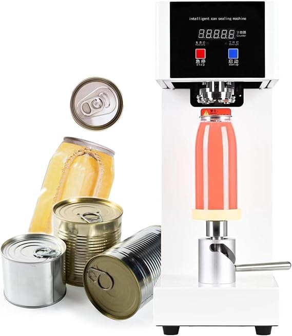 Automatic Can Sealing Machine, 180W Electric Cup Sealer Machine with Counter & LCD Display, 2.2 Dia. & 3.9-7.8 Height Tin Can Seaming Closing Capping Machine,220V