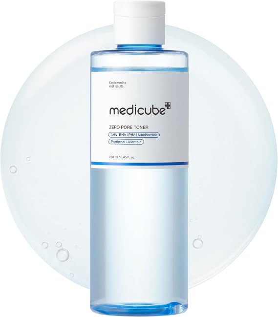 medicube Zero Pore Exfoliating & Hydrating Toner | Water Toner with AHA+BHA+PHA, Niacinamide, and Panthenol | Pores & Moisture Care | Korean Skin Care, 8.45 fl. oz.
