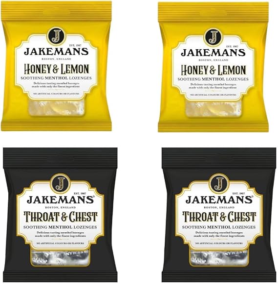 Soothing Menthol Lozengers 4pack | 2 x Honey &amp; Lemon | 2 x Throat &amp; Chest