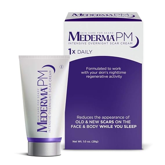 Mederma PM Intensive Overnight Scar Cream - Works with Skin's Nighttime Regenerative Activity - Once-Nightly Application is Clinically Shown to Make Scars Smaller & Less Visible - 1 Ounce, Beige (302591302106)