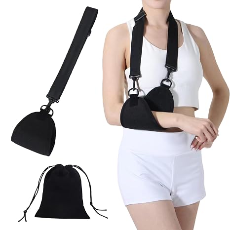Adjustable Arm Sling with Black Storage Bag, Breathable Arm Sling for Arms Support, Wrist Shoulder Injury, One Size, Black