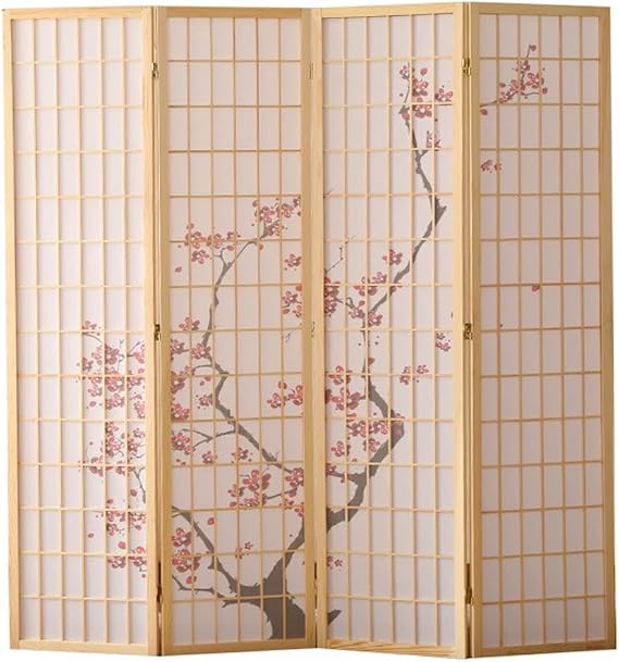 Partition, Foldable, Room Divider, Screen, 4 Rows, Freestanding, Shuttle, Japanese Style, Pine Wood Frame, No Assembly Required, Easy Storage, Height Approx. 70.9 inches 180 cm, Shoji Divider, Blindfold, Stylish, Room, Japanese Room, Entryway, Living Room Type 2