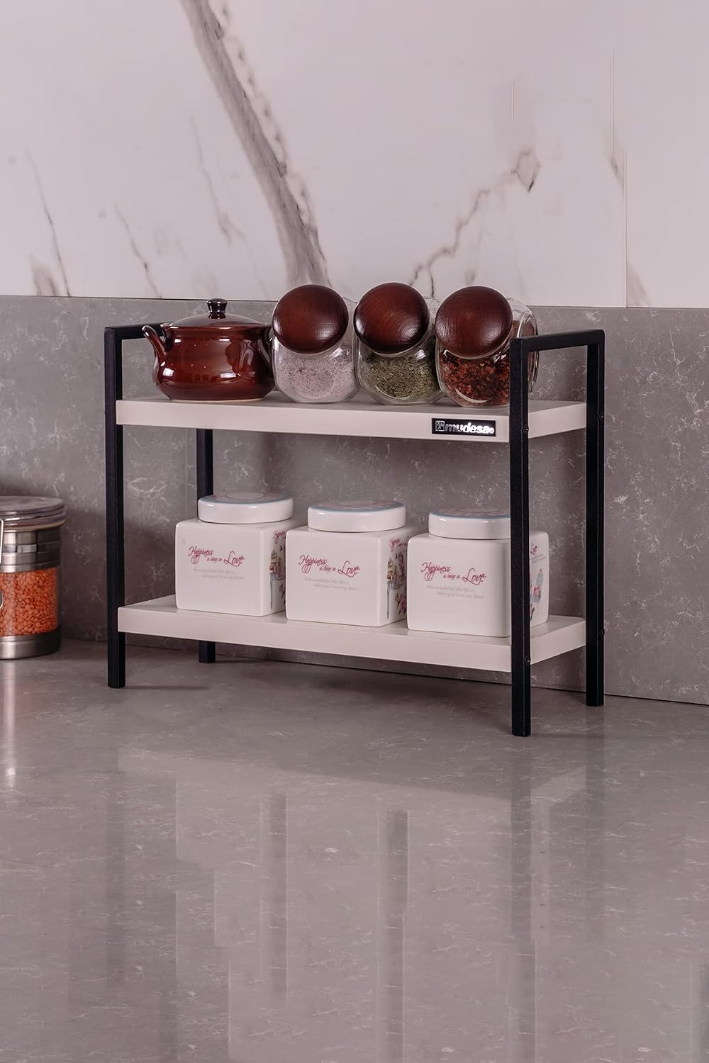 Mudesa MDSMUR0002 Metal Table Countertop Organizer Organizer Bathroom Kitchen Shelf Bookcase Spice Holder
