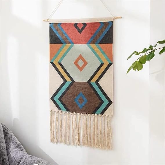 BMIDRUT Macrame Tapestry Woven Wall Hanging Tapestry Bohemian Home Art Decor Boho Backdrop Apartment Dorm Room Door Decoration 19.5x33 Inch