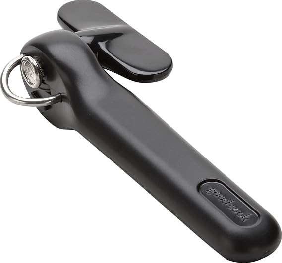 GoodCook Safe-Cut Can Opener with Easy Turn Knob, Black | Manual Handheld Design with Ergonomic Handle, No Sharp Edges or Food Contact Surfaces, Perfect for Seniors