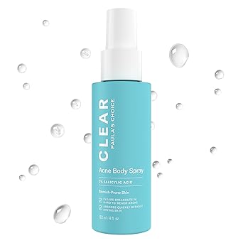 Paulas Choice CLEAR Exfoliating Back & Body Acne Spray, Bacne Spray with 2% BHA Salicylic Acid Back Acne Treatment for Clogged Pores, Blackheads & Breakouts, Alcohol-Free, Fragrance-Free, 4 Fl Oz