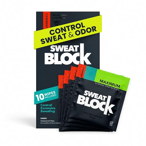 SweatBlock Maximum Clinical Strength Antiperspirant Wipes, Original 10 Ct