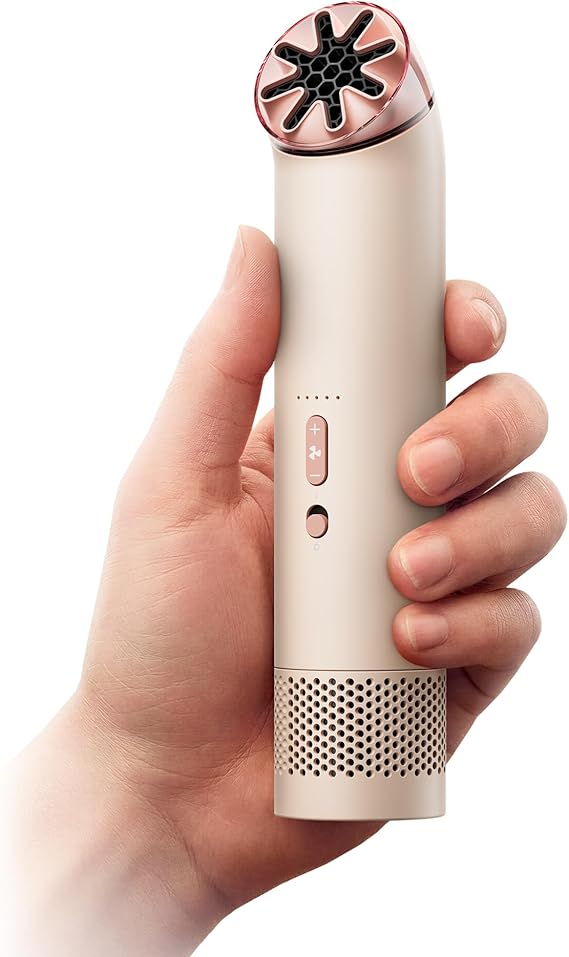 Dyson HushJet Mini Bladeless Personal Fan (Stone/Blush) | Powerful | Up to 55mph Airflow, 5 Speeds + Boost | 3-in-1 Handheld, Wearable & Desk Fan