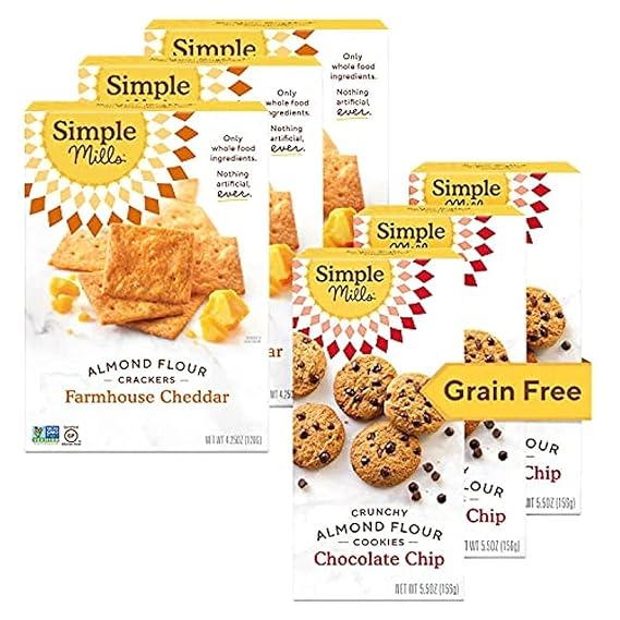 Simple Mills Almond Flour Crackers and Cookies Bundle (3 Boxes Each) - Gluten Free, Healthy Snacks