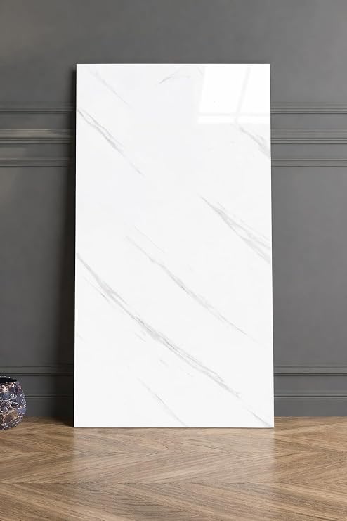UKAB DEKOR Kendinden Yapışkanlı Mermer Seramik Desenli Köpük PVC Duvar Paneli (30x60 cm 0,18 m²) Banyo Mutfak Beyaz 30 x 61
