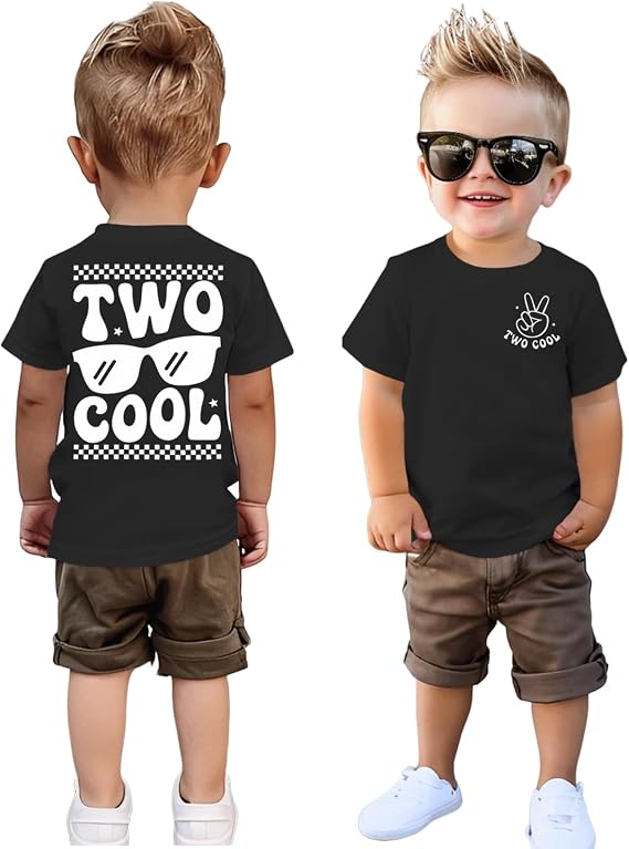 Two Cool Birthday Shirt 2nd Birthday Boy Grils Tshirt Girls Boys T-Shirt Girls 2 Years Old B-Day Party Tee Tops