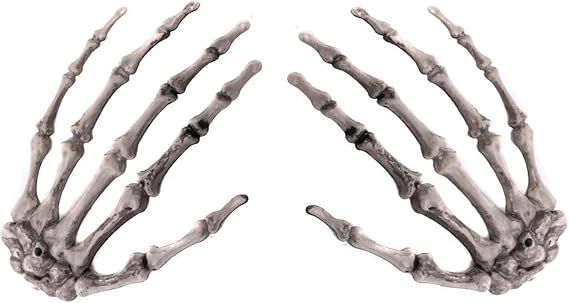 Halloween Skeleton Hands Realistic Life Size Severed Plastic Skeleton Hands for Halloween Themed Party Decoration Props (1 Pair)
