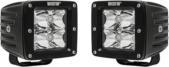 Westin 09-12200B-PR HyperQ LED Auxiliary Lights Flood Beam | 3.2x3 in. 5W (Set of 2)
