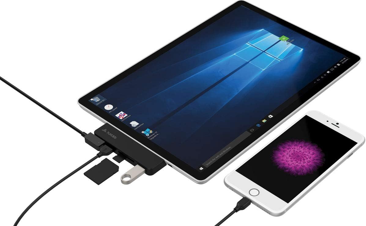 Surface 3 | 5 in 1 Adapter with Power delivery | 2X USB 3.0 Ports | 1x Micro SD Input | 1x SD Input | 1x Micro USB Charging Input