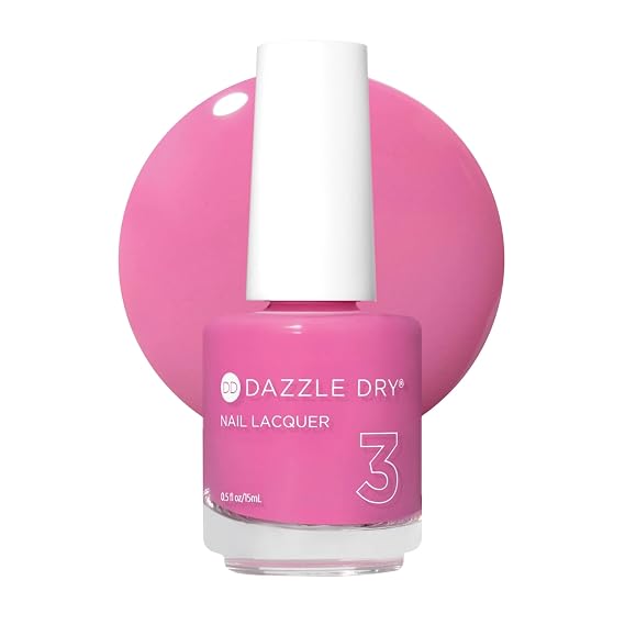 Dazzle Dry Nail Lacquer, Step 3 Cherry Parfait (0.5 fl oz) | A Medium Bright Pink With Raspberry Undertones Full Coverage Cream Finish Quick-Dry