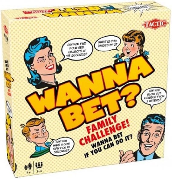 Tactic Game Wanna Bet - 1 Set - Challenge-Based Party Game for Ages 8 and Up, 3 to 6 Players!